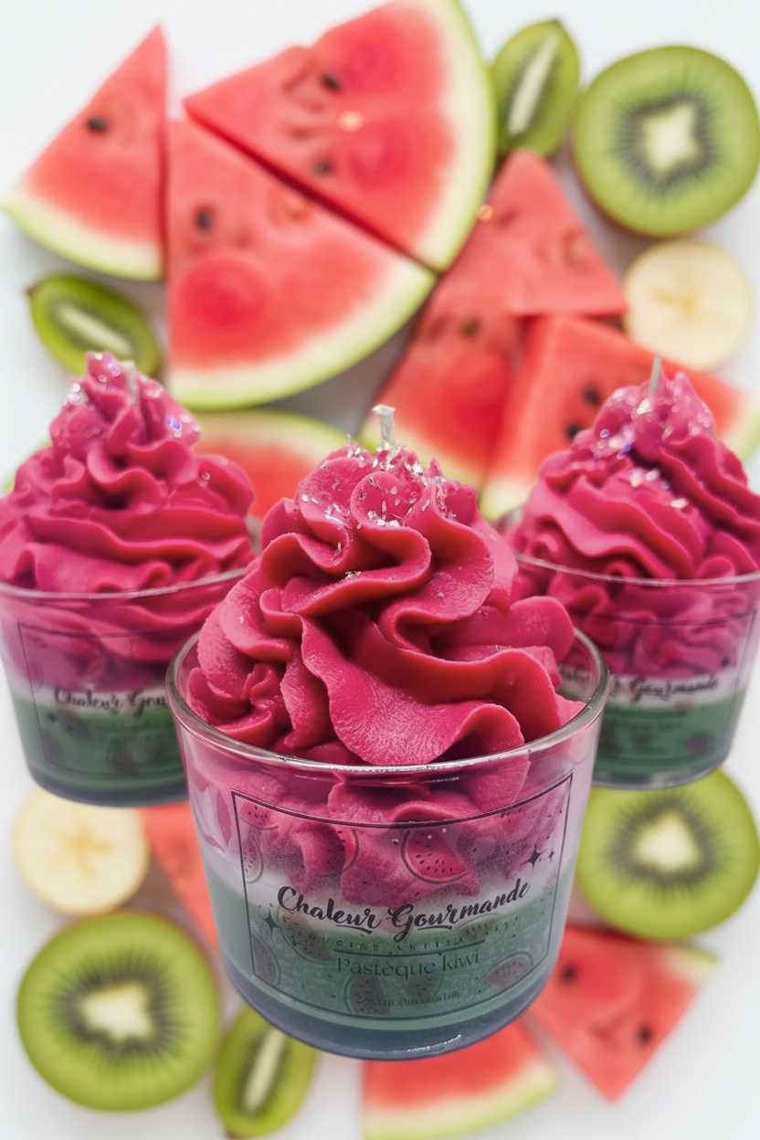 Bougies Pastèque Kiwi avec fond fruité