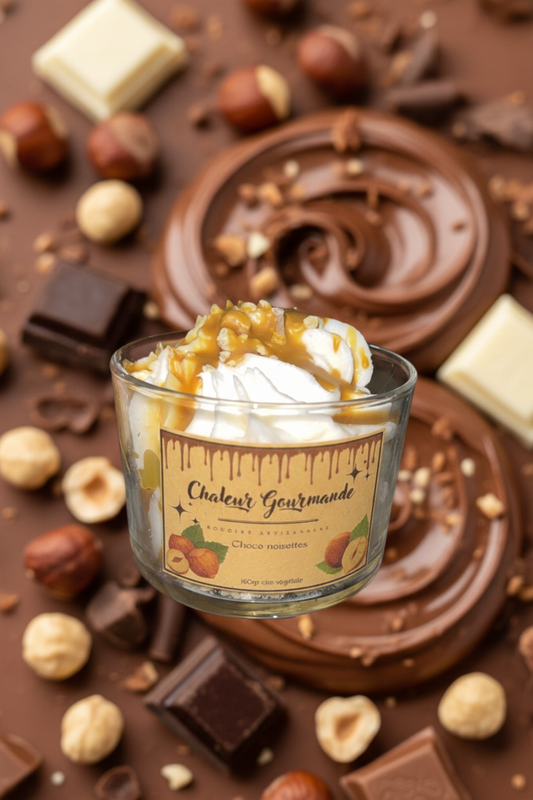 Bougie Choco noisettes avec fond gourmand