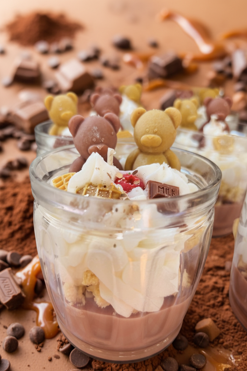 Bougies avec oursons chocolat et fond alternatif