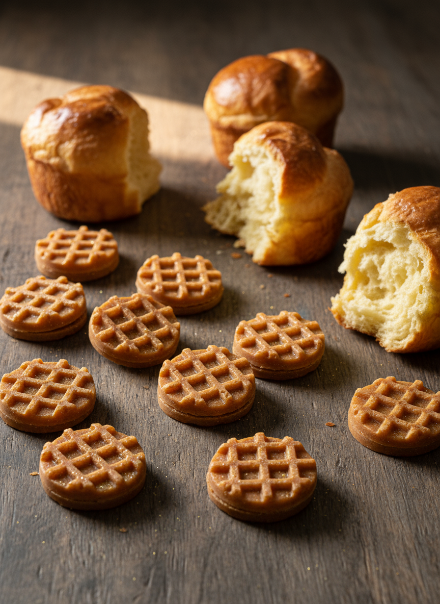 Petites gaufrettes caramel avec paillettes dorées