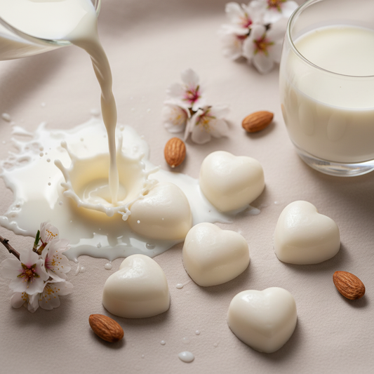 Petits cœurs blancs avec lait d'amandes